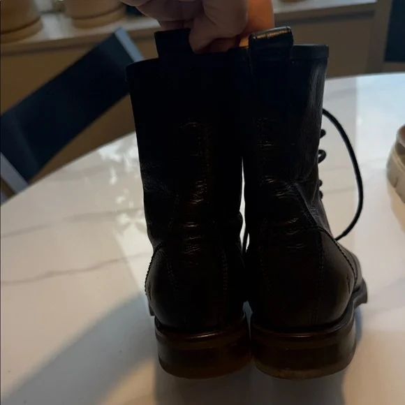 Frye Veronica Flex Combat Black Leather Boots - Picture 4 of 7